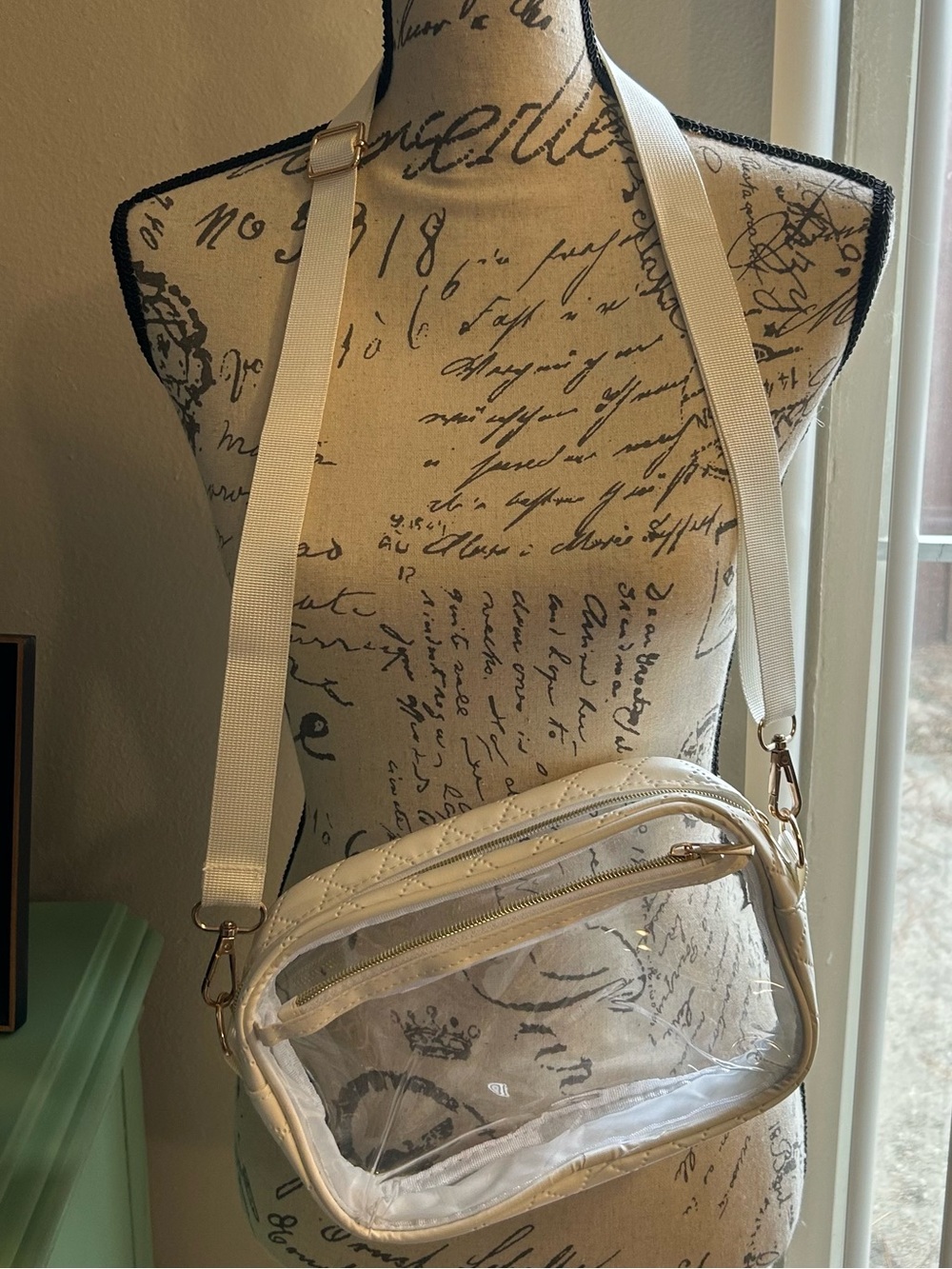 Quilted Clear Crossbody Bag | Stadium Approved Concert Purse Cream White